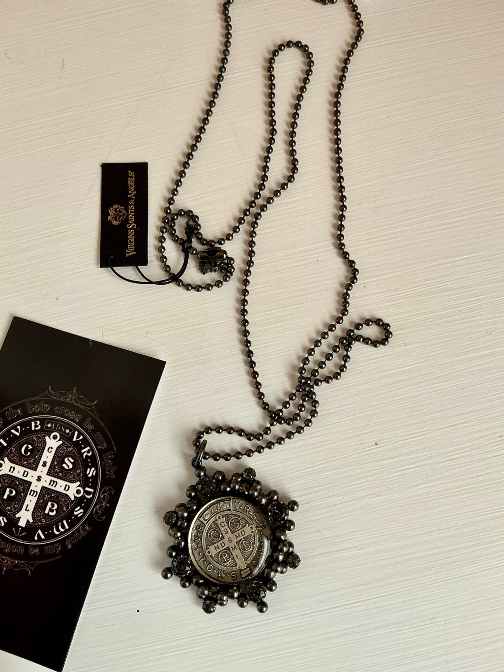 Nwt Virgins Saints & Angels Vsa Cloister San Benito Medallion Necklace Gunmetal — image 4 of 5